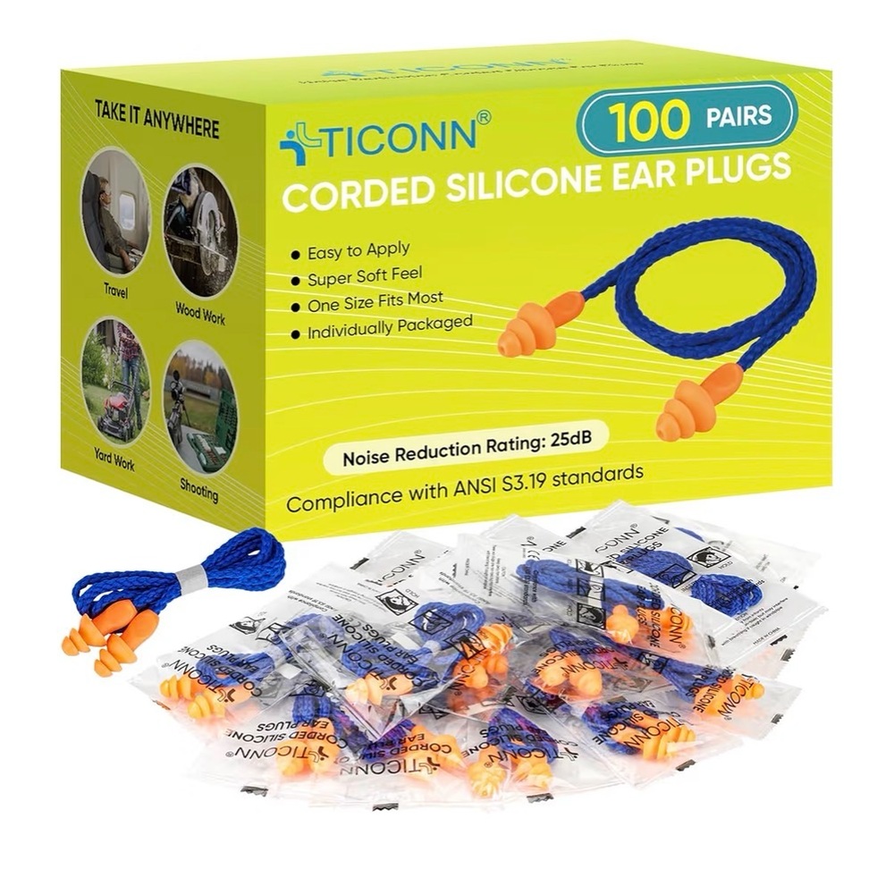 ICON Blue and Orange Corded Silicone Ear Plugs